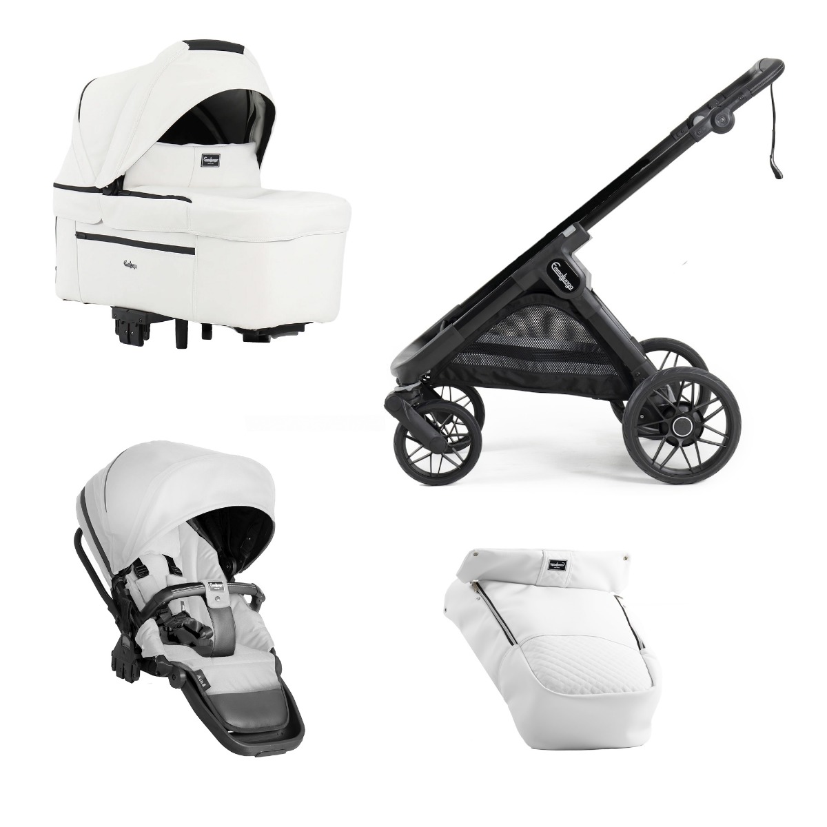 Emmaljunga Sento Max White Leatherette vankrikomplekt
